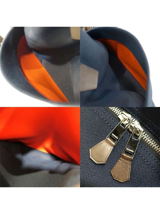 Hermes Sac Depan Sage Gourme Toile Navy Backpack main image 8